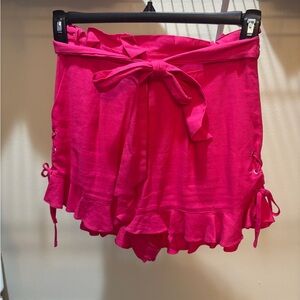 Hot pink linen shorts